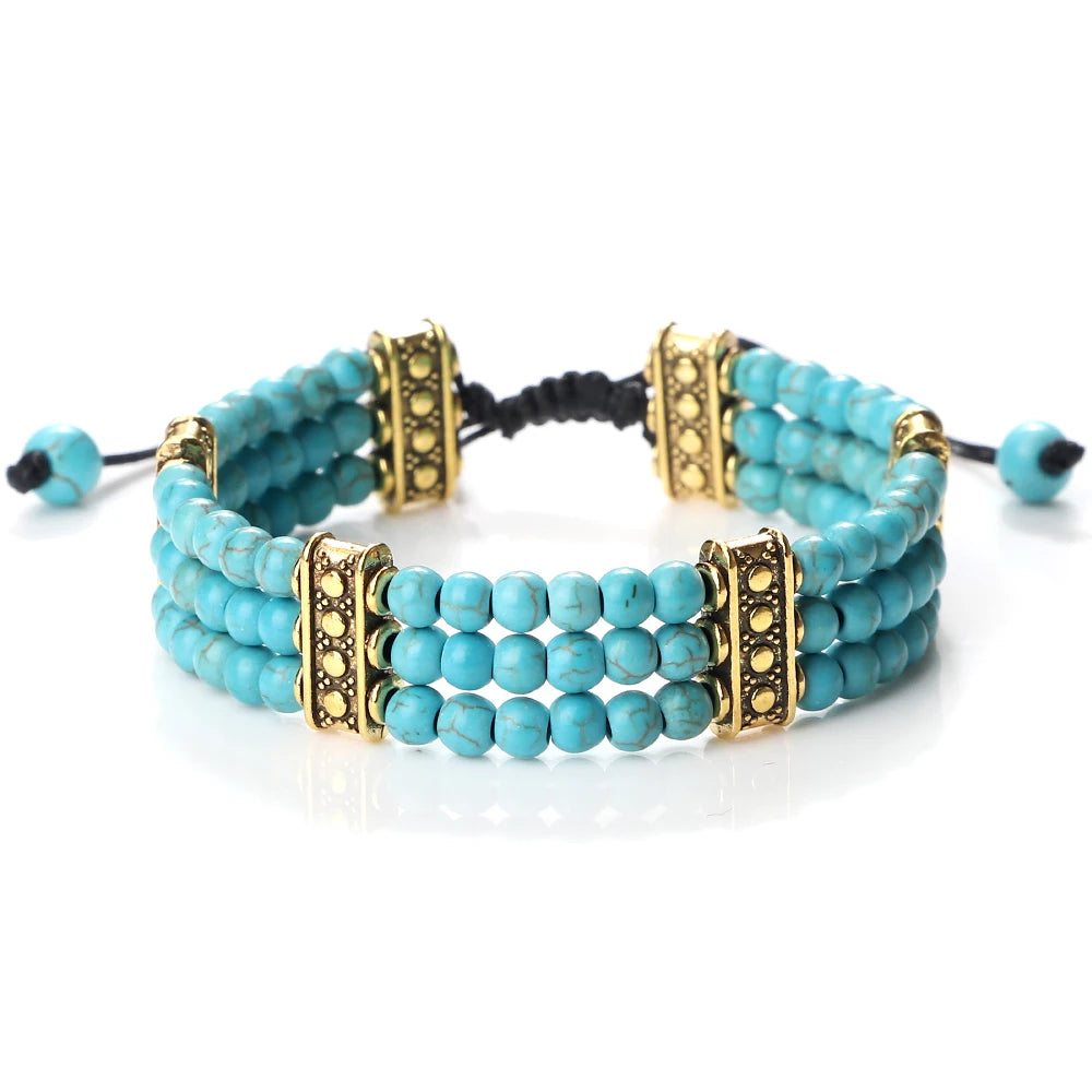 Bracelet tibétain bouddhiste en pierres naturelles – énergie des chakras