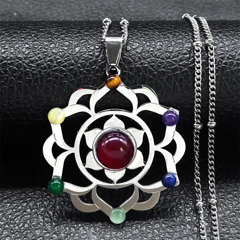 Collier 7 Chakras Fleur de Vie – Énergie et Sérénité