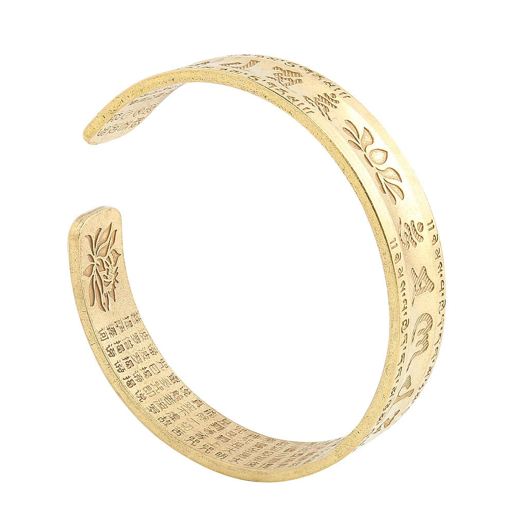 Bracelet tibétain bouddhiste en cuivre – mantra gravé