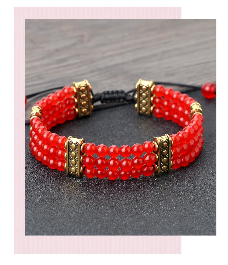 Bracelet tibétain bouddhiste en pierres naturelles – énergie des chakras