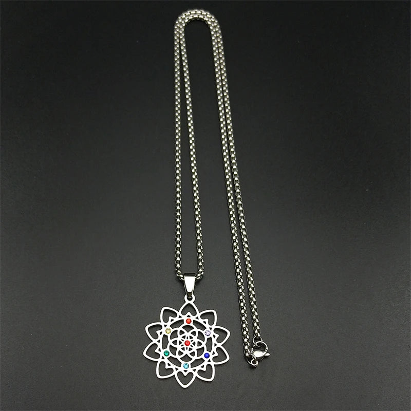 Collier 7 Chakras Fleur de Vie – Énergie et Harmonie