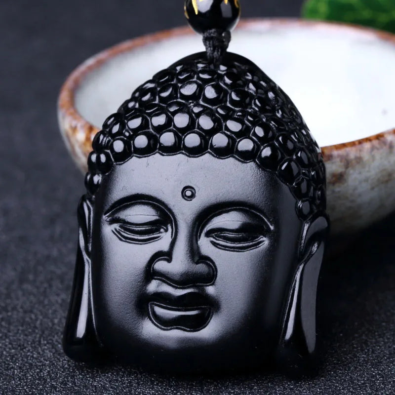 Pendentif Bouddha Obsidienne – Sagesse sculptée dans la pierre