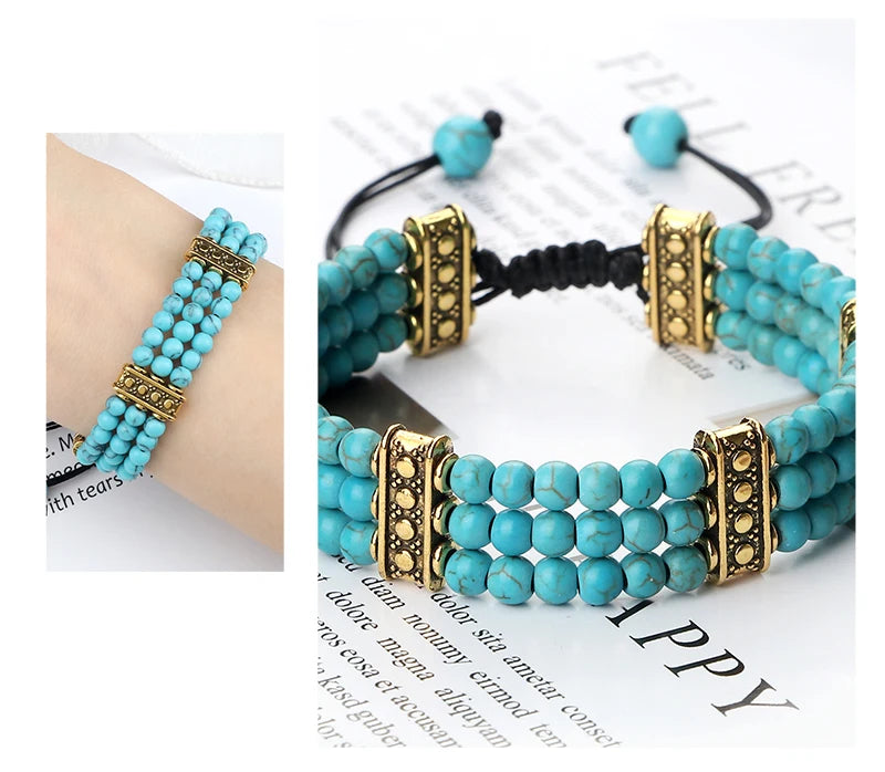 Bracelet tibétain bouddhiste en pierres naturelles – énergie des chakras