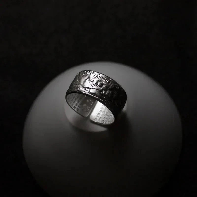 Bague Tibétaine Femme – Fleur de Lotus & Mantra OM en Cuivre Argenté Esprit Tibet FleurBlanche 