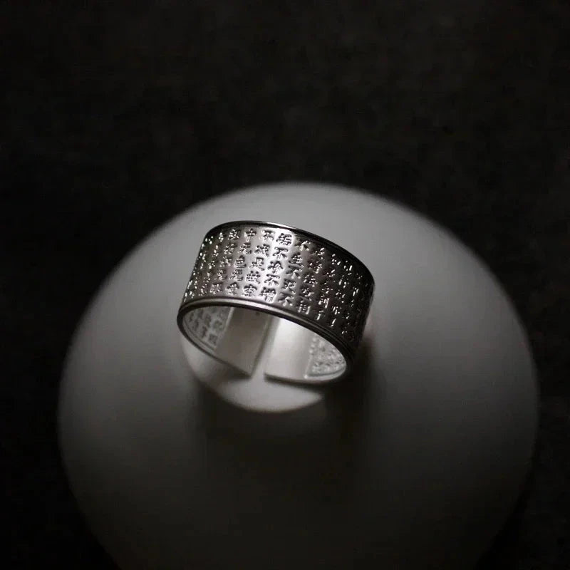 Bague Tibétaine Femme – Fleur de Lotus & Mantra OM en Cuivre Argenté Esprit Tibet SutraClair 