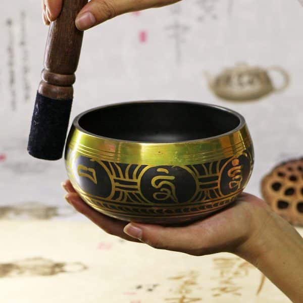 Bol Chantant Tibétain Gravé avec Mantra OM MANI PADME HUM Esprit Tibet 
