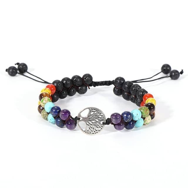Bracelet 7 chakras guérison Esprit Tibet Argent 