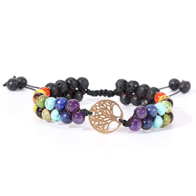 Bracelet 7 chakras guérison Esprit Tibet Or 