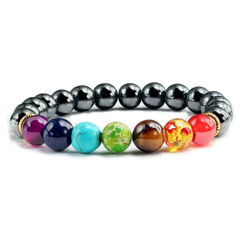 Bracelet 7 chakras hématite Esprit Tibet 
