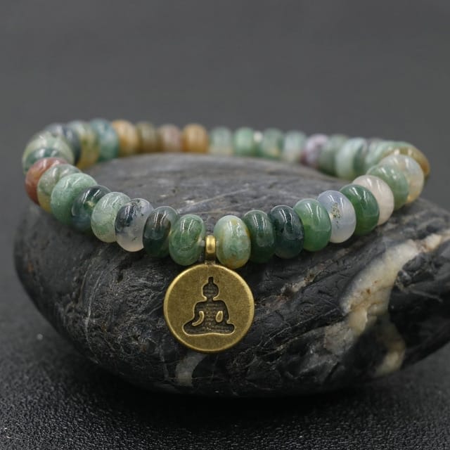 Bracelet 7 chakras pendentif Bouddha Esprit Tibet 17 cm Or 