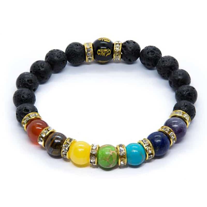 Bracelet 7 chakras pierre de lave Esprit Tibet 