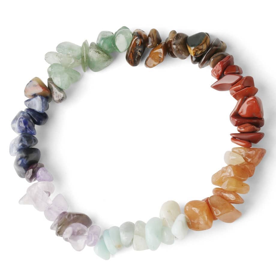 Bracelet 7 chakras - pierres naturelles brutes Esprit Tibet 