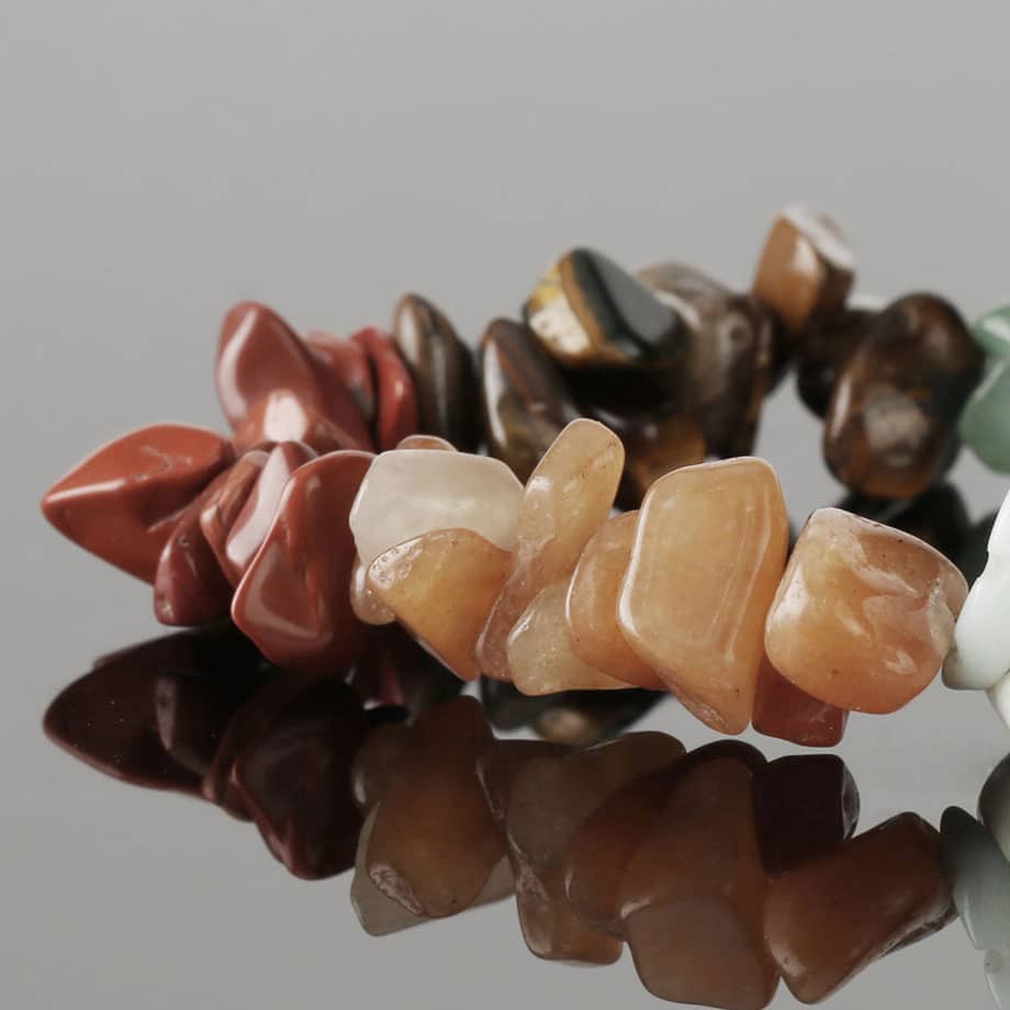 Bracelet 7 chakras - pierres naturelles brutes Esprit Tibet 