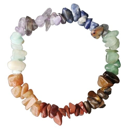 Bracelet 7 chakras - pierres naturelles brutes Esprit Tibet 