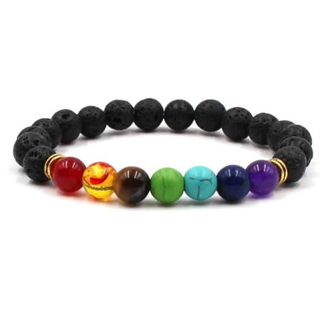 Bracelet 7 chakras — une rangée de perles, 10 couleurs disponibles Esprit Tibet Noir 