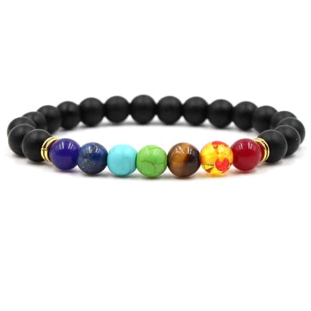 Bracelet 7 chakras — une rangée de perles, 10 couleurs disponibles Esprit Tibet Noir 3 