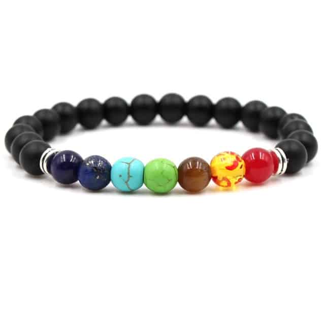 Bracelet 7 chakras — une rangée de perles, 10 couleurs disponibles Esprit Tibet Noir 4 