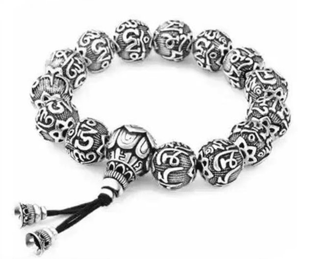 Bracelet Bouddhiste Tibétain Perlé, Mantra Om Mani Padme Hum Esprit Tibet 
