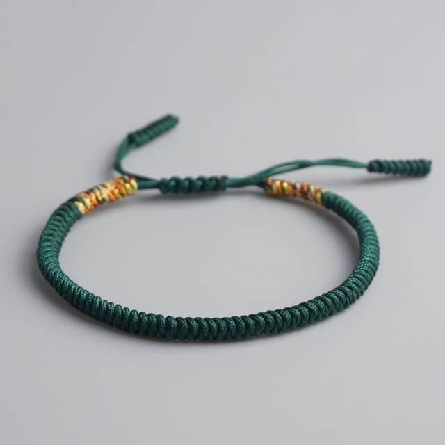 Bracelet de la chance Esprit Tibet Vert foncé 