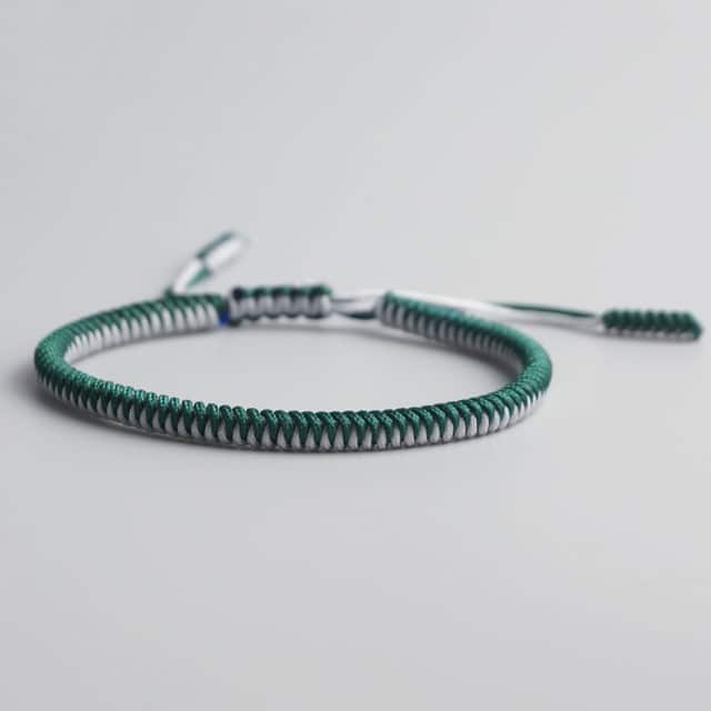 Bracelet de la chance - Tressé Bicolore Esprit Tibet Vert 