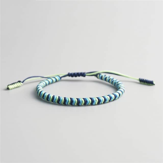 Bracelet de la chance - Tressé Esprit Tibet Noir/Bleu 