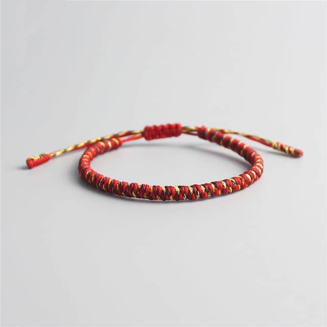 Bracelet de la chance - Tressé Esprit Tibet Rouge/Jaune 