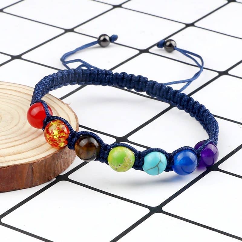 bracelet du tibet 7 chakras bleu