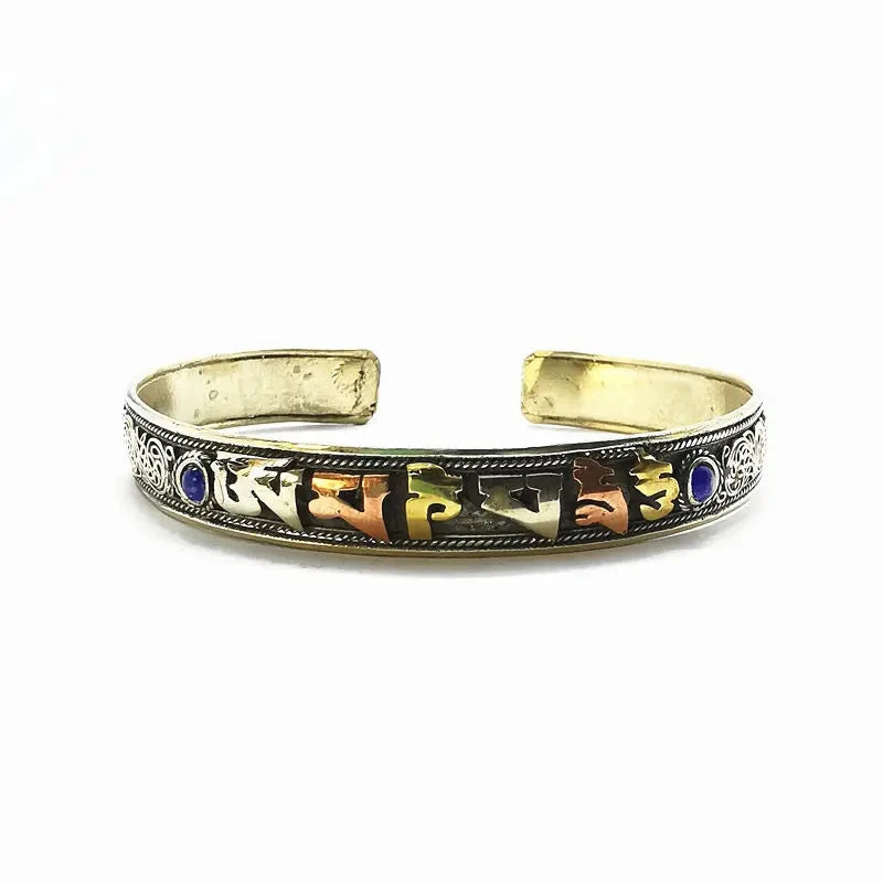 Bracelet Jonc Tibétain Bouddhiste – Mantra OM MANI PADME HUM Esprit Tibet Protection Noire 