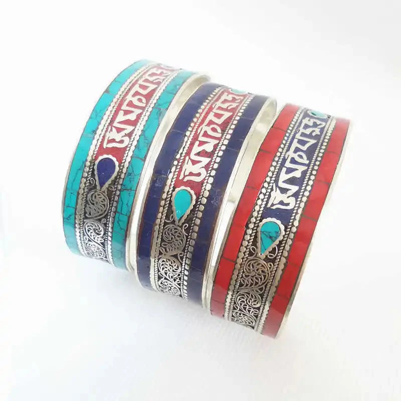 Bracelet Jonc Tibétain Mantra et OM – Alliage de Cuivre Esprit Tibet 