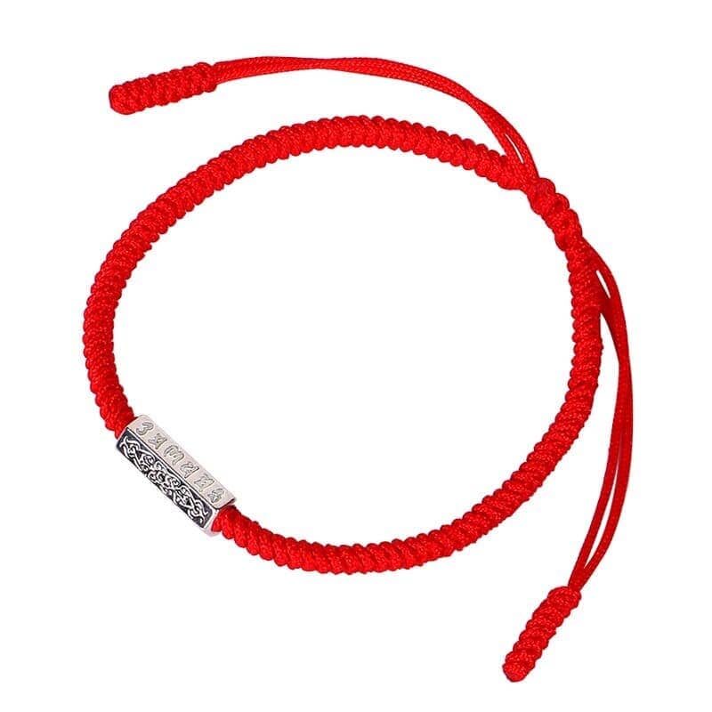 Bracelet Mantra Om Mani Padme Hum – Cordon Tressé Spirituel Esprit Tibet Rouge Protecteur 