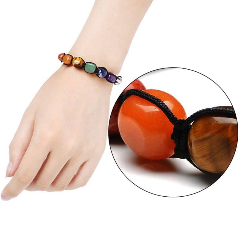 Bracelet shamballa 7 chakras — pierres naturelles taillées Esprit Tibet 