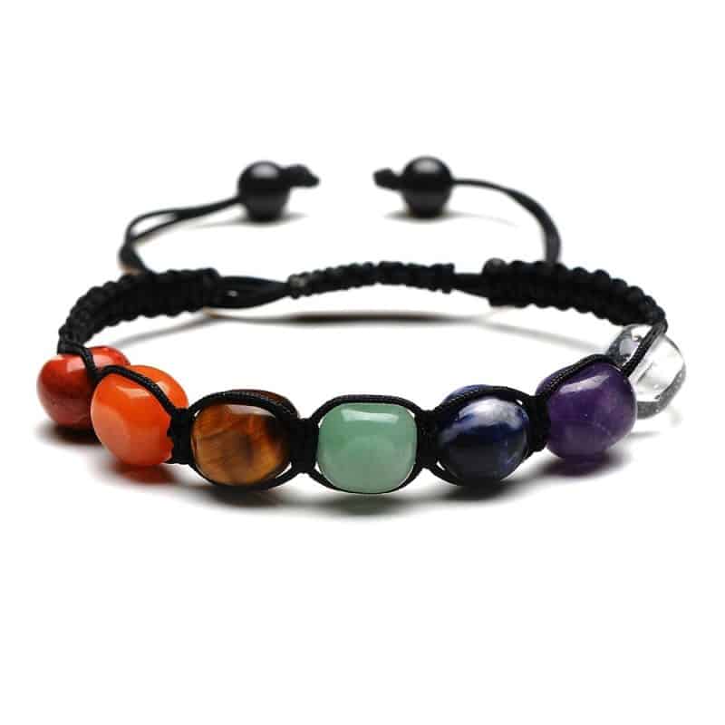 Bracelet shamballa 7 chakras — pierres naturelles taillées Esprit Tibet 