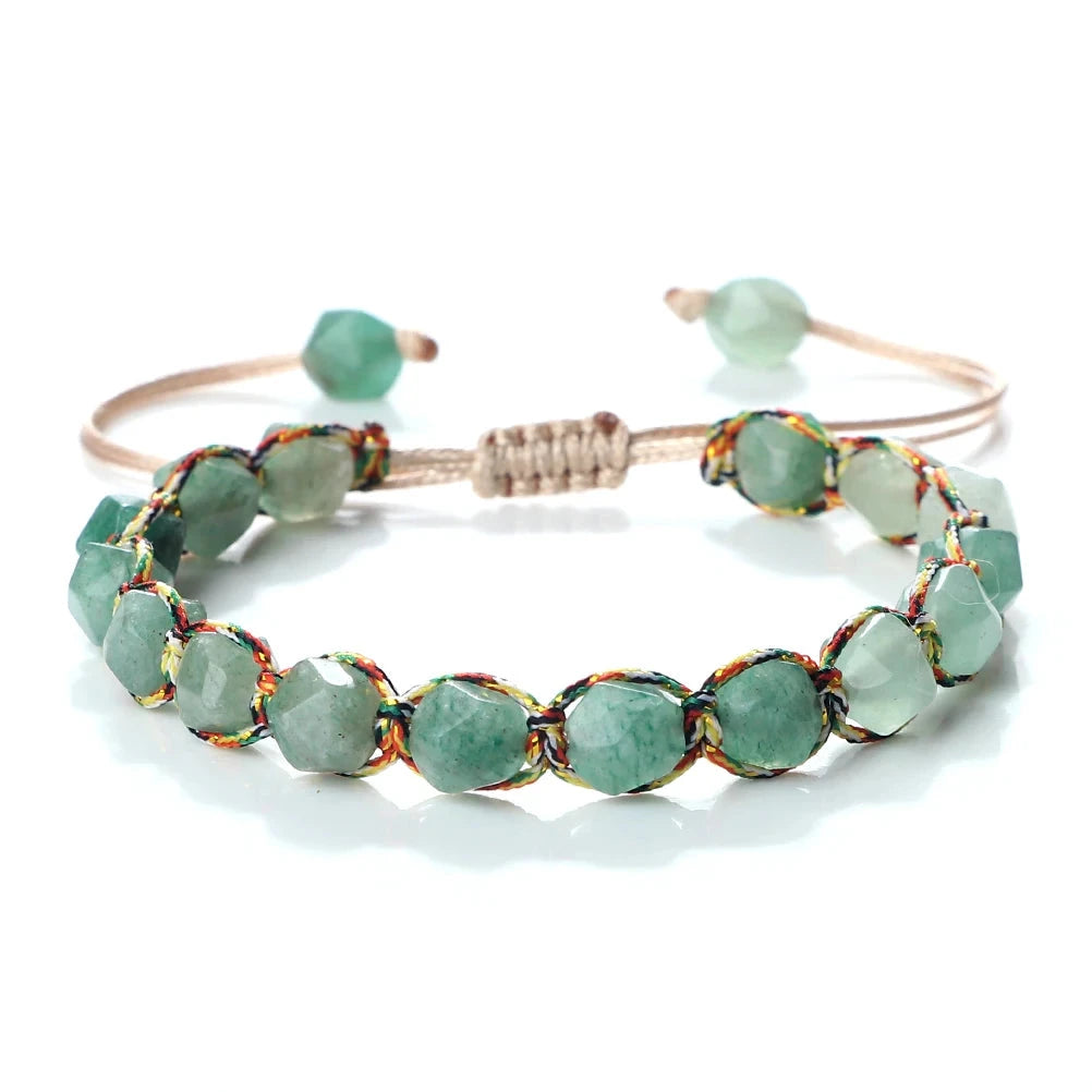 Bracelet Shamballa Tibétain – Énergie Bouddhiste 8 mm Esprit Tibet Clarté verte (Jade) 