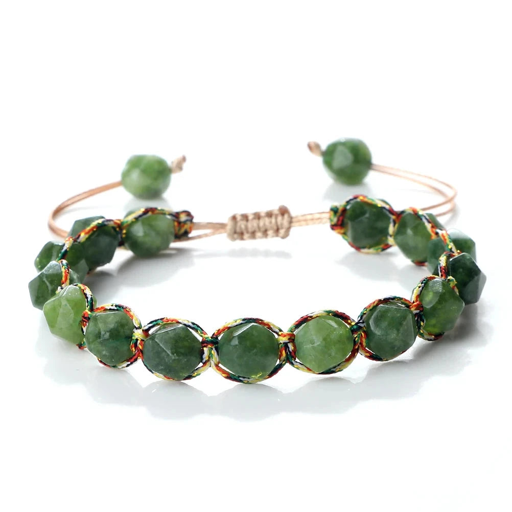 Bracelet Shamballa Tibétain – Énergie Bouddhiste 8 mm Esprit Tibet Harmonie Verte (Aventurine) 