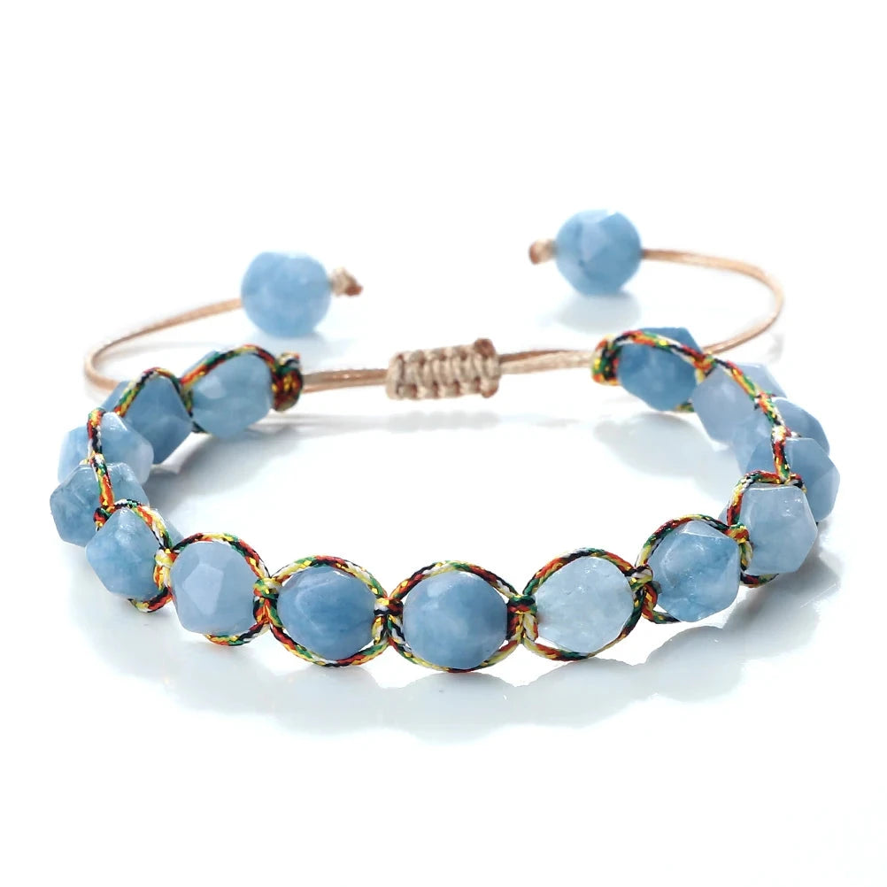 Bracelet Shamballa Tibétain – Énergie Bouddhiste 8 mm Esprit Tibet Sérénité Bleue (Lapis) 
