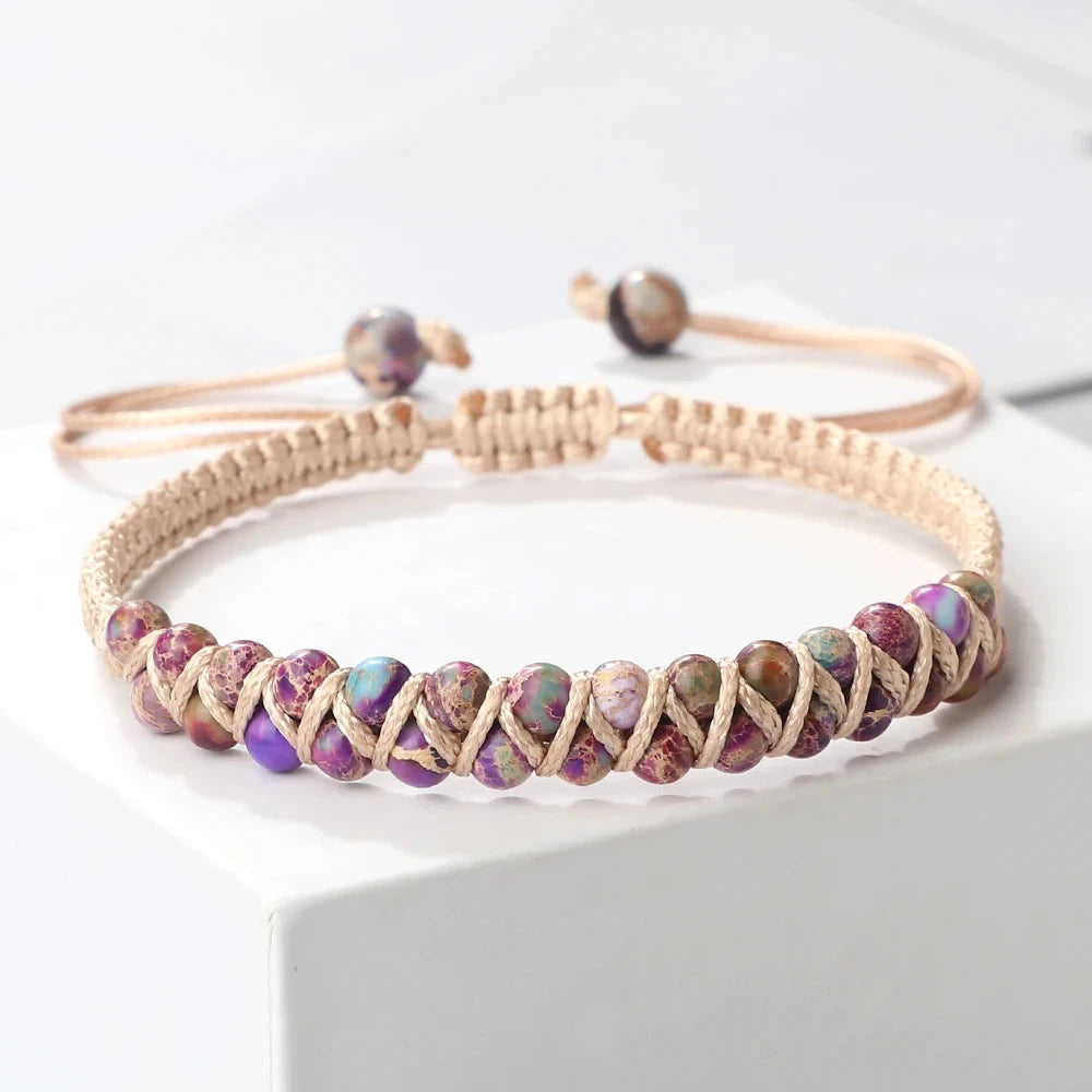 Bracelet Shamballa Tibétain – Pierre Naturelle Tressée Esprit Tibet 