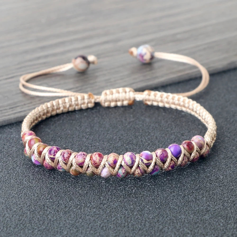 Bracelet Shamballa Tibétain – Pierre Naturelle Tressée Esprit Tibet 