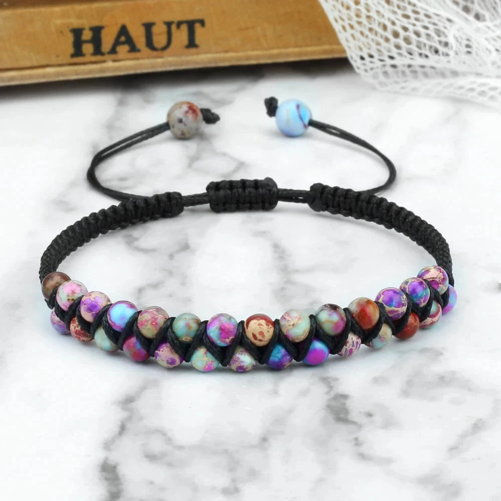 Bracelet Shamballa Tibétain – Pierre Naturelle Tressée Esprit Tibet 