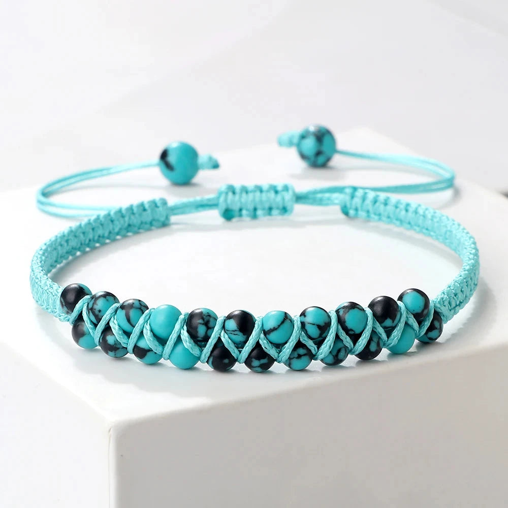 Bracelet Shamballa Tibétain – Pierre Naturelle Tressée Esprit Tibet Pin du Xinjiang 