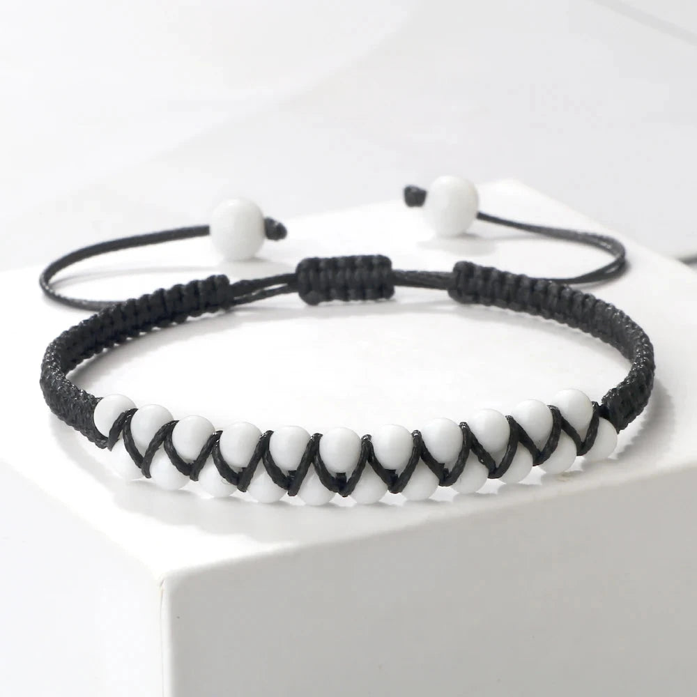 Bracelet Shamballa Tibétain – Pierre Naturelle Tressée Esprit Tibet Yin Yang 