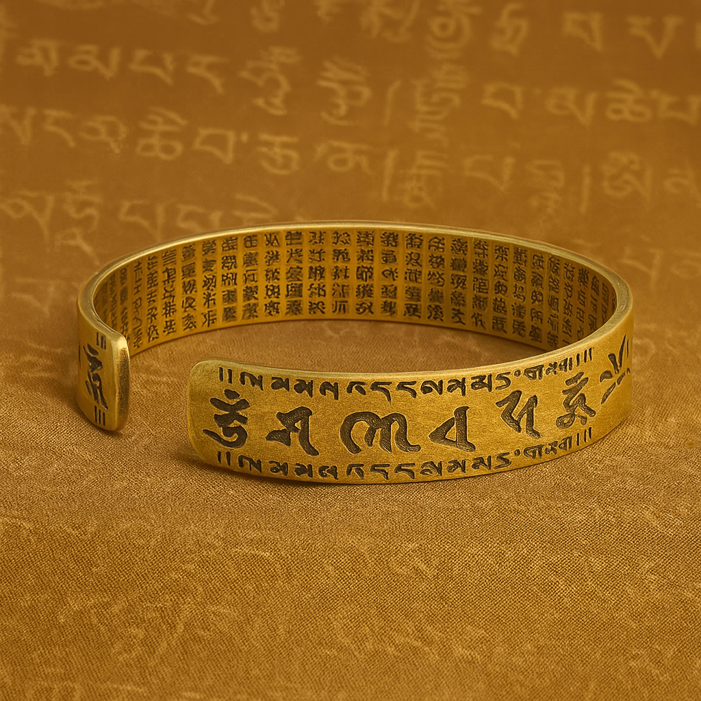 Bracelet tibétain bouddhiste en cuivre – mantra gravé Esprit Tibet 