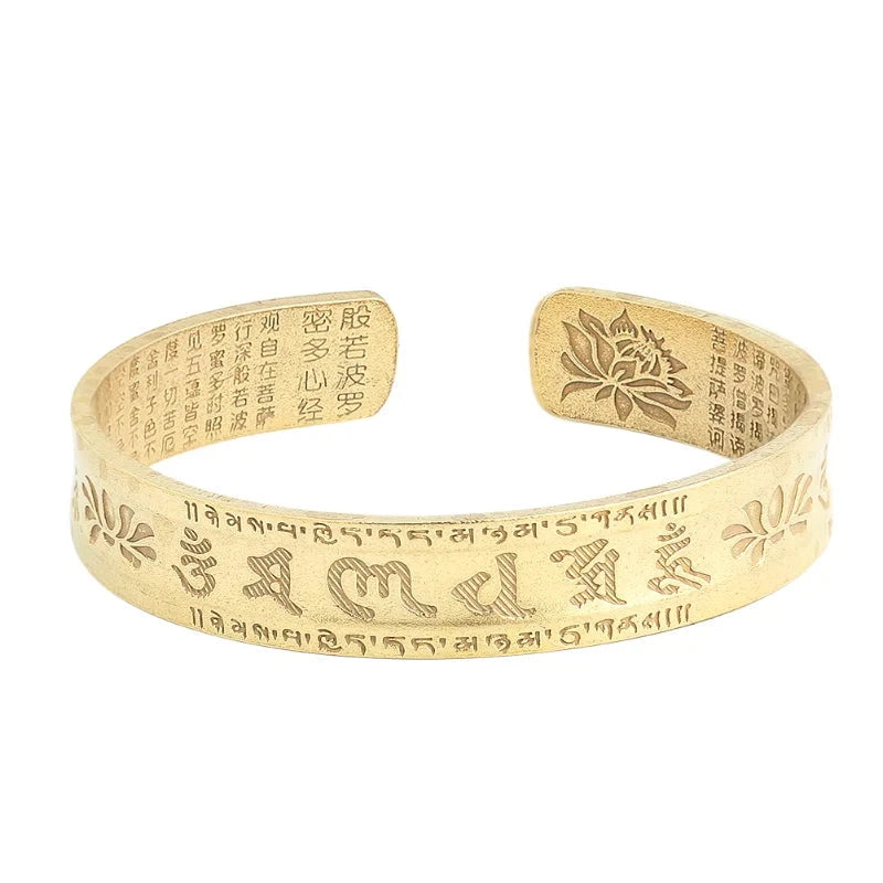 Bracelet tibétain bouddhiste en cuivre – mantra gravé Esprit Tibet Lumière dorée 
