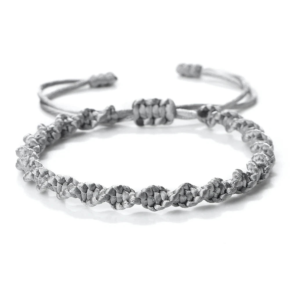 Bracelet Tibétain Bouddhiste – Nœud Porte-Bonheur Tressé Esprit Tibet Équilibre gris 