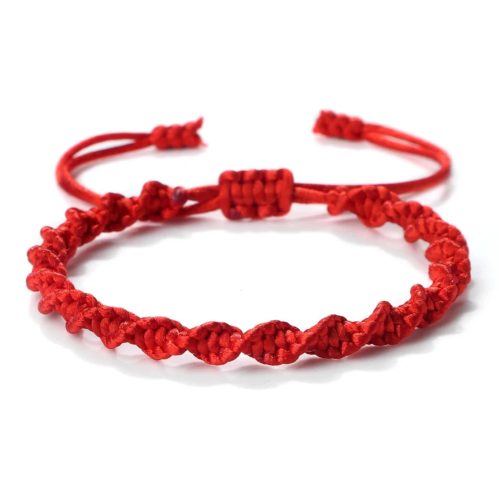 Bracelet Tibétain Bouddhiste – Nœud Porte-Bonheur Tressé Esprit Tibet Flamme rouge 