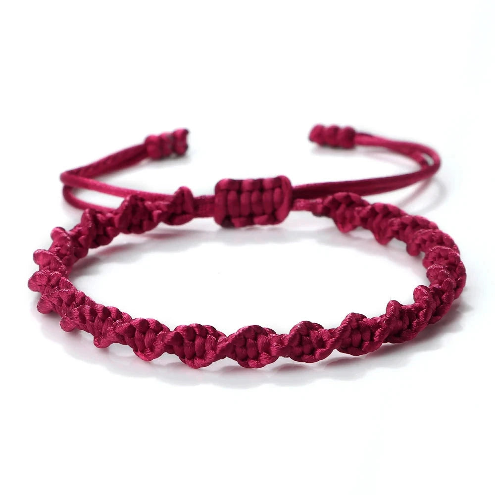 Bracelet Tibétain Bouddhiste – Nœud Porte-Bonheur Tressé Esprit Tibet Force bordeaux 