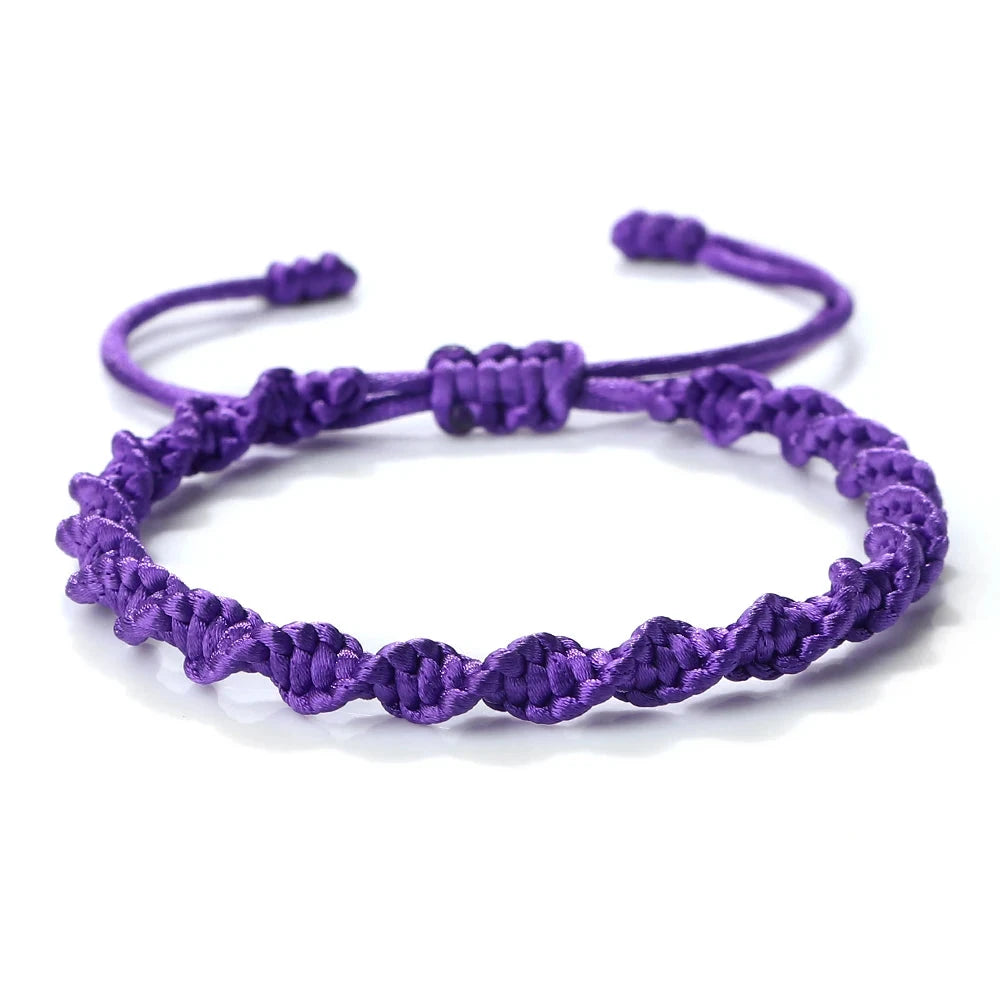 Bracelet Tibétain Bouddhiste – Nœud Porte-Bonheur Tressé Esprit Tibet Intuition violette 