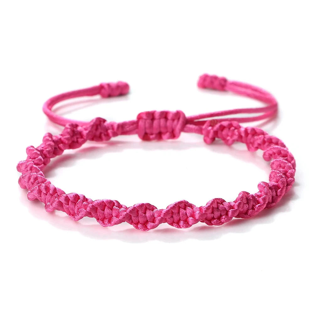 Bracelet Tibétain Bouddhiste – Nœud Porte-Bonheur Tressé Esprit Tibet Passion rosée 