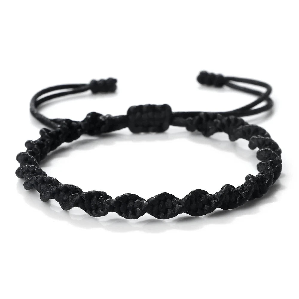Bracelet Tibétain Bouddhiste – Nœud Porte-Bonheur Tressé Esprit Tibet Profondeur noire 