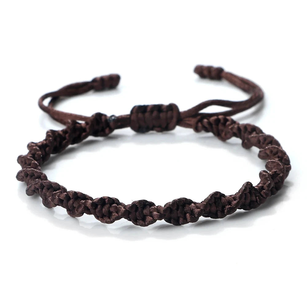 Bracelet Tibétain Bouddhiste – Nœud Porte-Bonheur Tressé Esprit Tibet Racine brune 