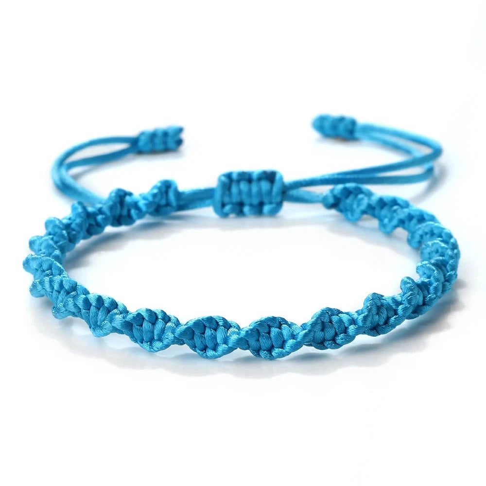 Bracelet Tibétain Bouddhiste – Nœud Porte-Bonheur Tressé Esprit Tibet Sagesse bleue 